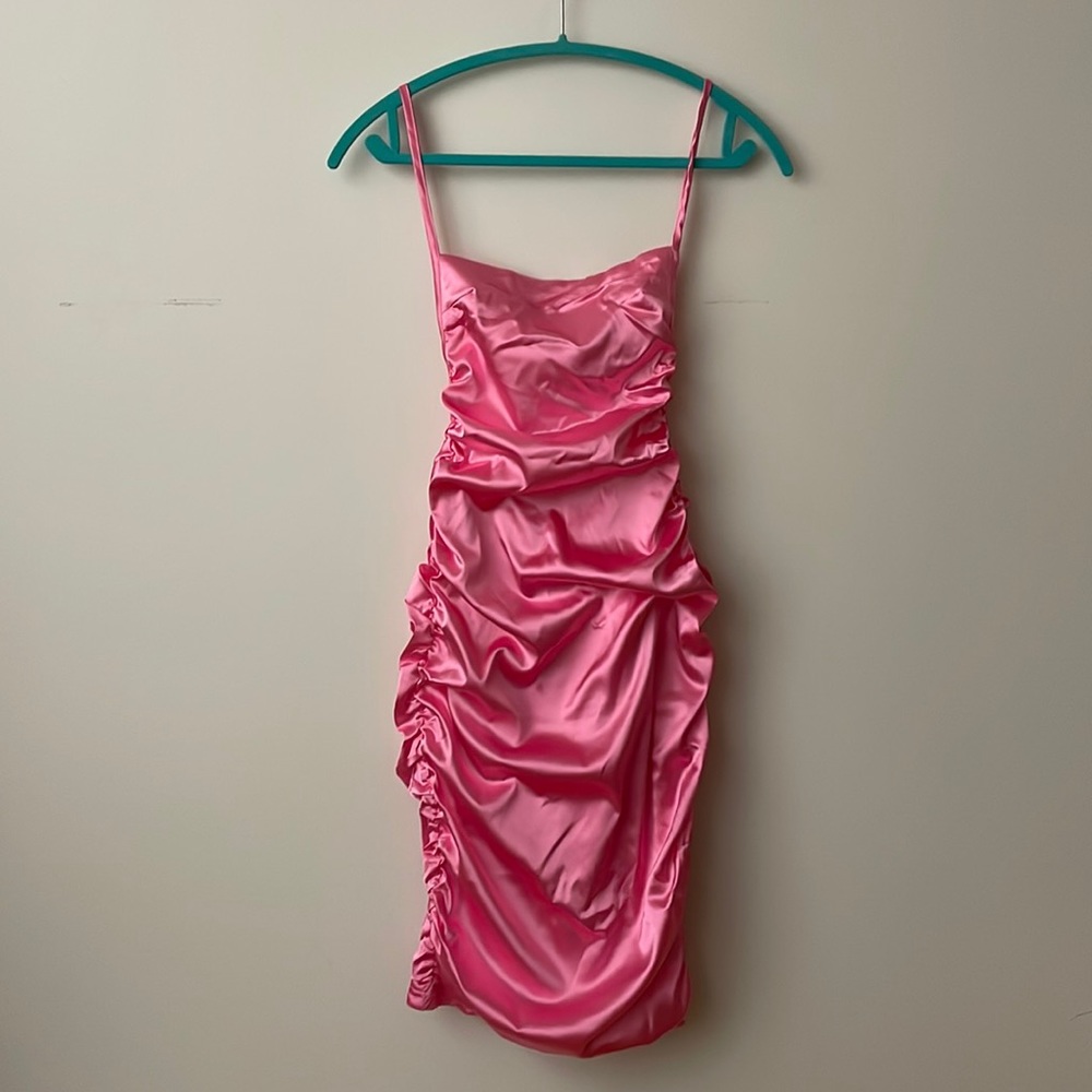 Hot Pink Satin Mini Dress
